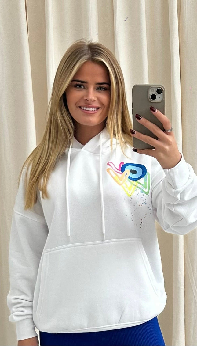 Neon Heart Evil Eye Printed Hoodie – image 7