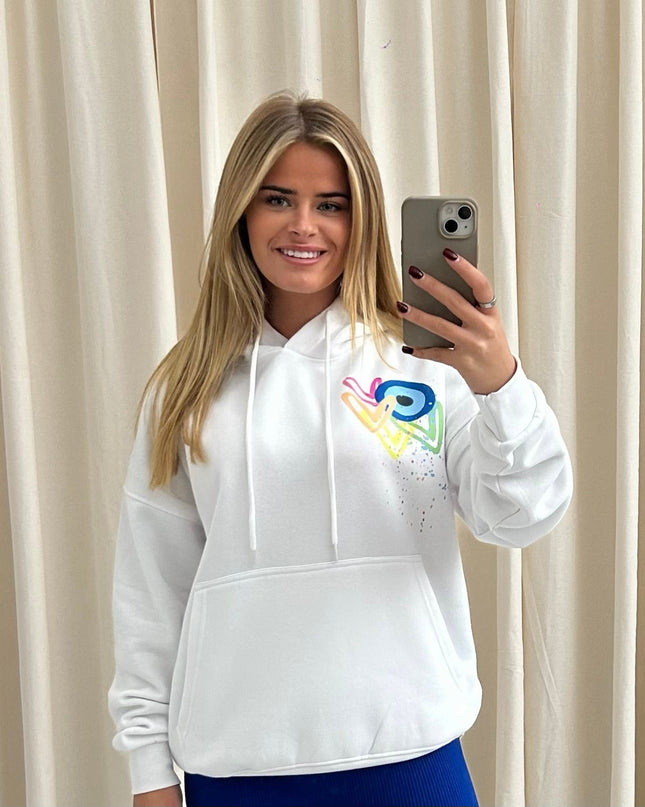Neon Heart Evil Eye Printed Hoodie Adults