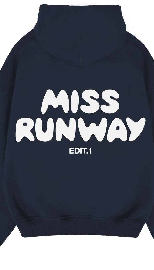 Miss Runway Edit 1 Hoodie Navy/White – adult printed hoodie by Miss Runway