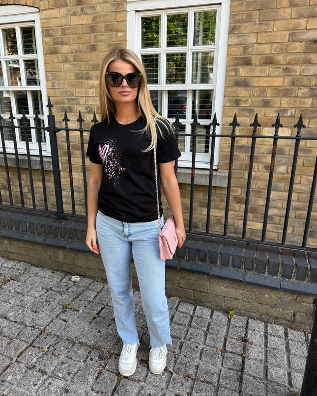 Pink Heart Printed T-shirt Kids
