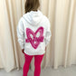 Miss Runway Pink Heart Graffiti Hoodie And Legging Set White