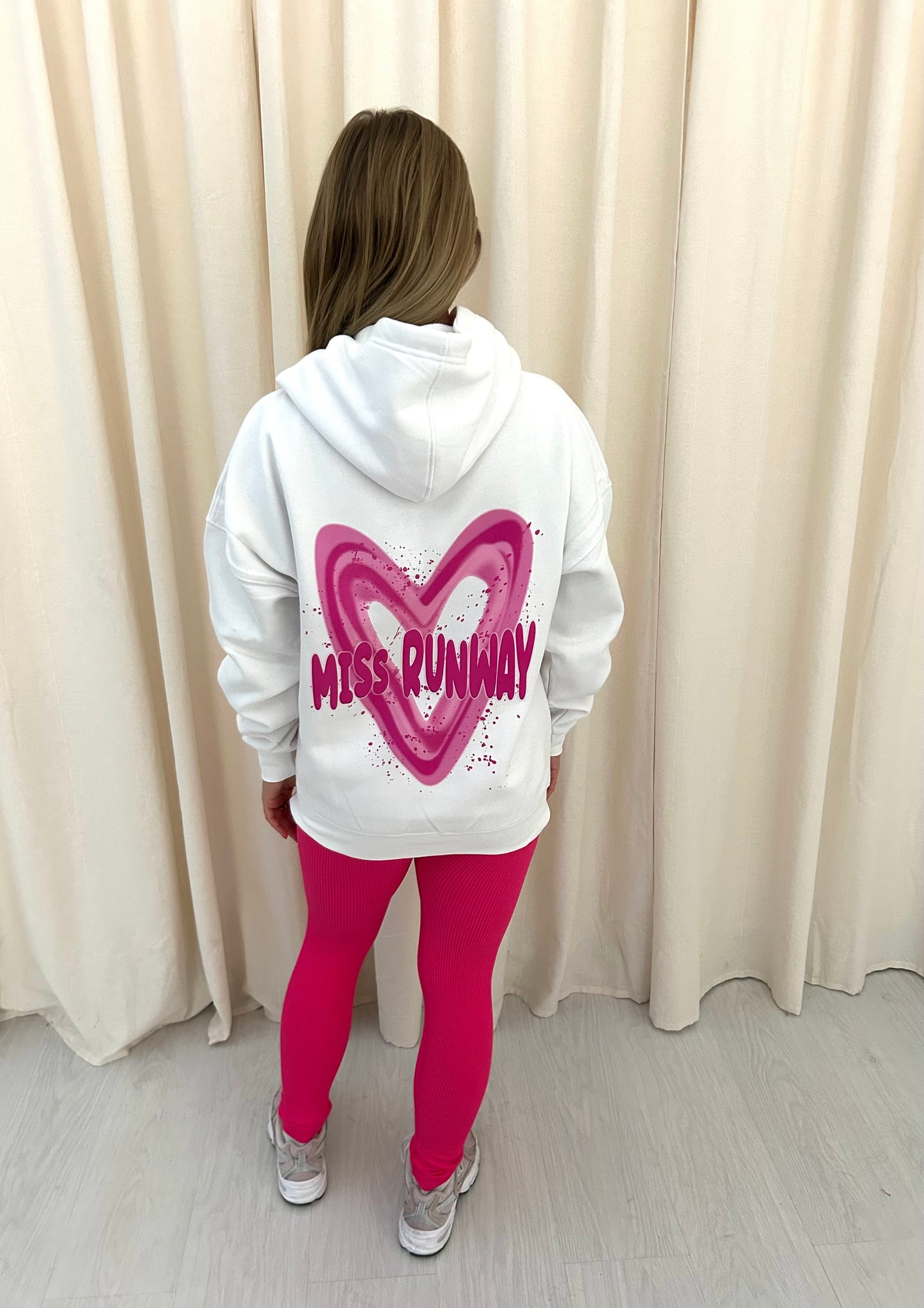 Miss Runway Pink Heart Graffiti Hoodie And Legging Set White