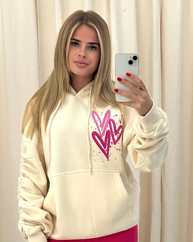 Miss Runway Pink Heart Printed Hoodie Kids