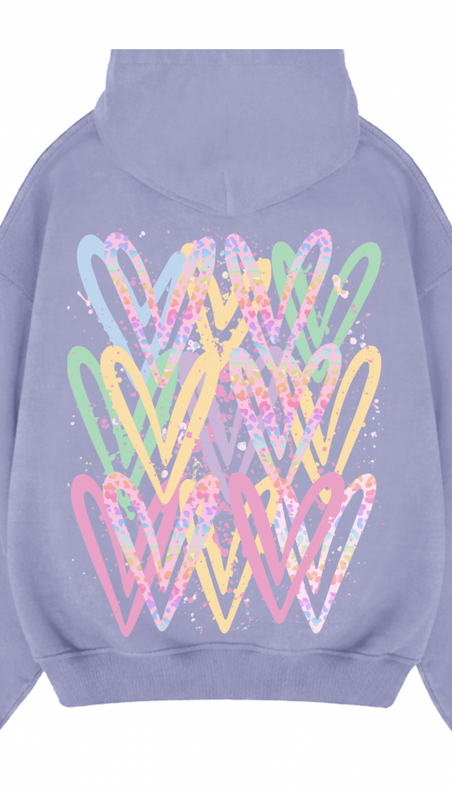 Pastel Leopard Print Heart Printed Hoodie – image 9