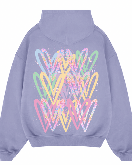 Pastel Leopard Print Heart Printed  Hoodie Kids