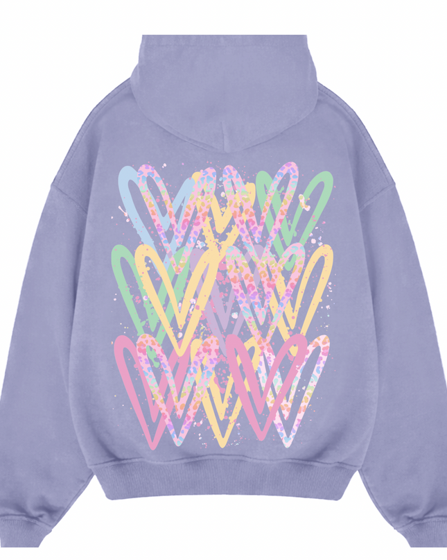 Pastel Leopard Print Heart Printed  Hoodie Kids