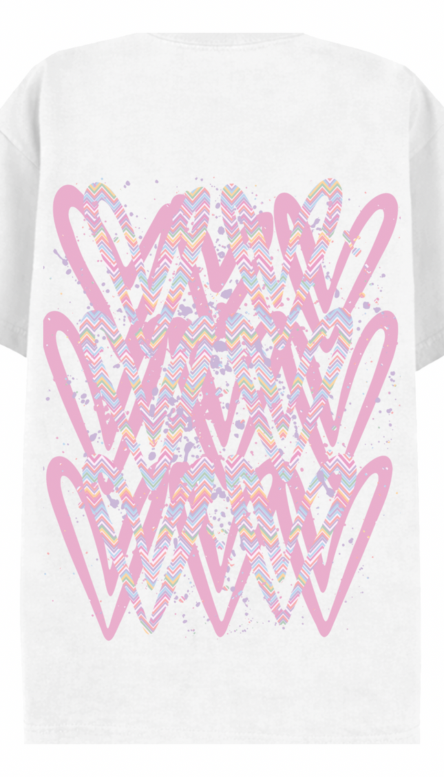 Pastel Zig Zag graffiti heart T-shirt with spray paint effect print – women's T-shirt by Miss Runway