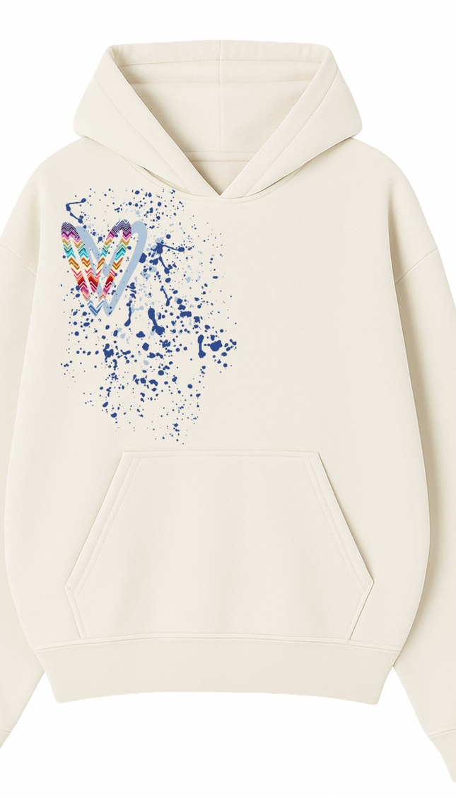 Multicoloured Zig Zag Heart Printed Hoodie – image 4