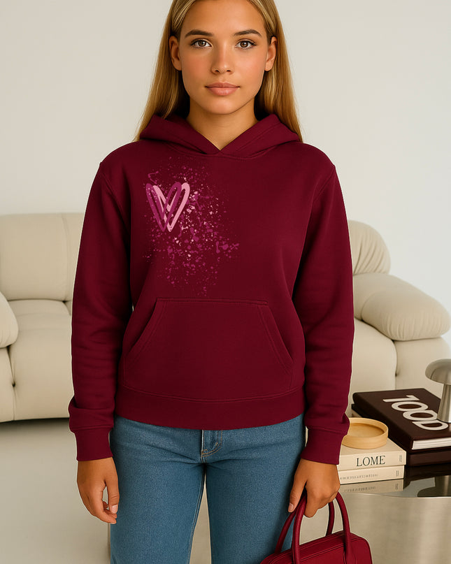 Colourful Heart Printed Hoodie