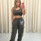 Grey Heart Graffiti Cargo Co ord Charcoal