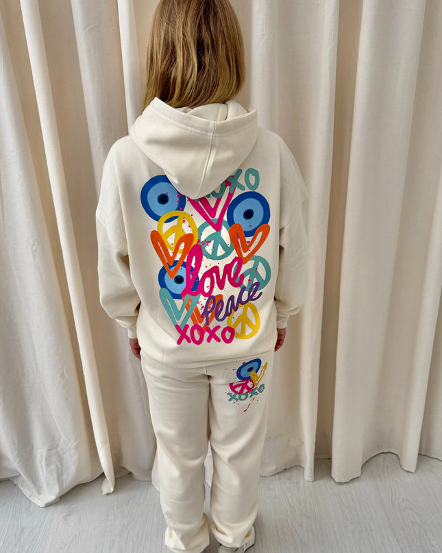 XOXO Graffiti Hooded Tracksuit Cream