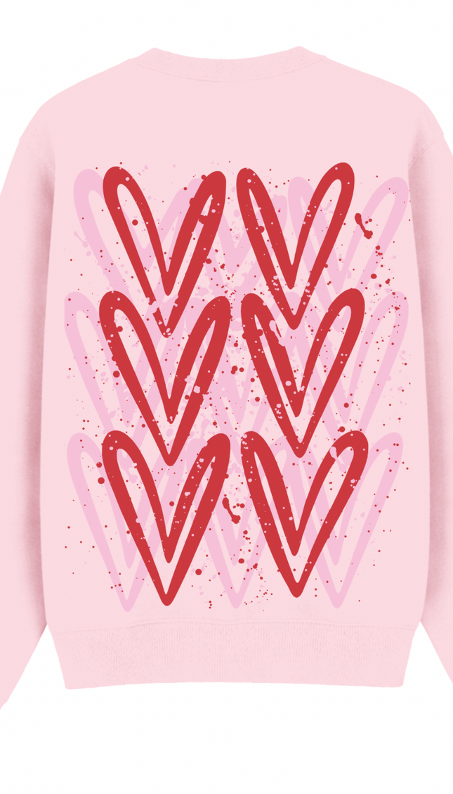 Pink/Red Heart Printed Sweatshirt – additional view