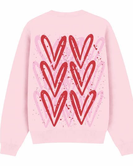 Pink/Red Heart Printed Sweatshirt Adults