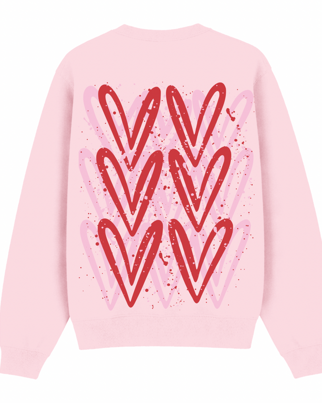 Pink/Red Heart Printed Sweatshirt Kids