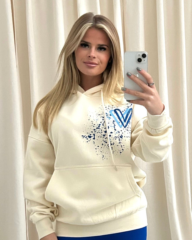 Royal Blue Heart Printed Hoodie Adults