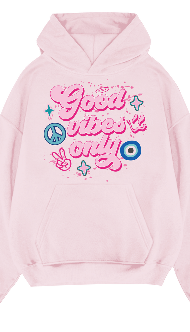 Good Vibes Only Pink Print Hoodie – adult printed hoodie by Miss Runway