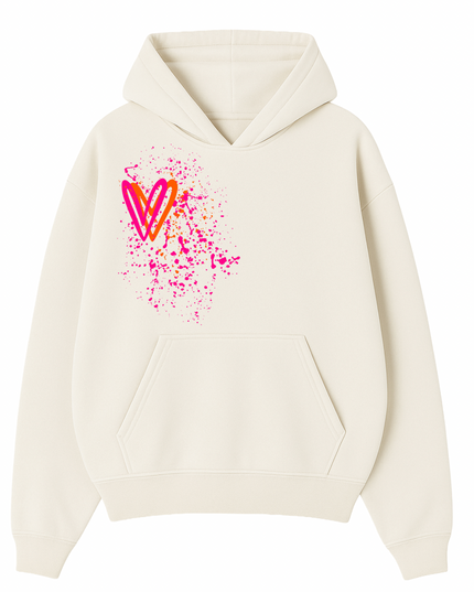 Neon Heart Printed Hoodie Adults