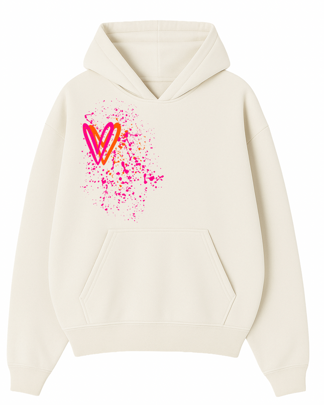 Neon Heart Printed Hoodie Kids