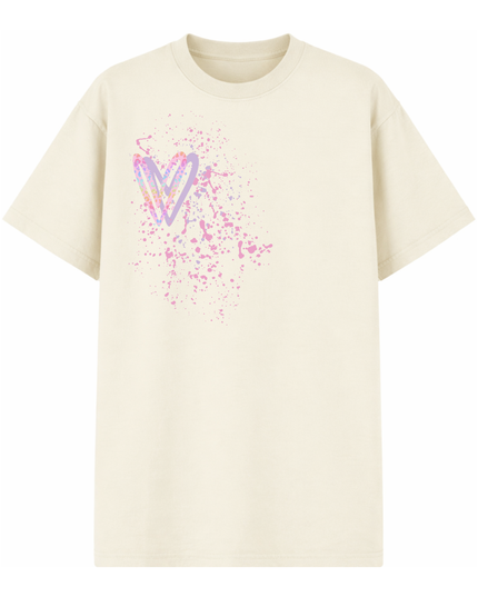 Pastel Leopard Print Heart Printed T-shirt Adult
