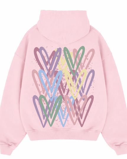Dark Pastel Heart Printed Hoodie Adults
