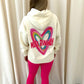 Miss Runway Multicolour Heart Graffiti Hoodie And Legging Set Cream