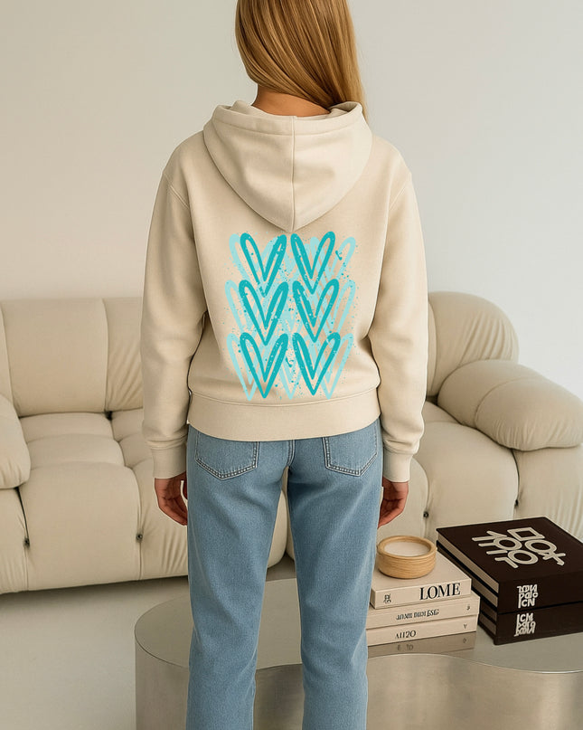 Mint Heart Printed Hoodie