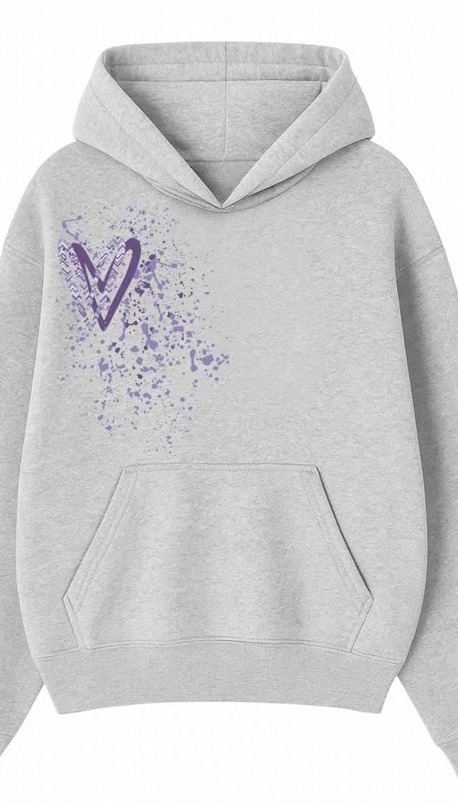 Lilac Zig Zag Heart Printed Hoodie – image 6