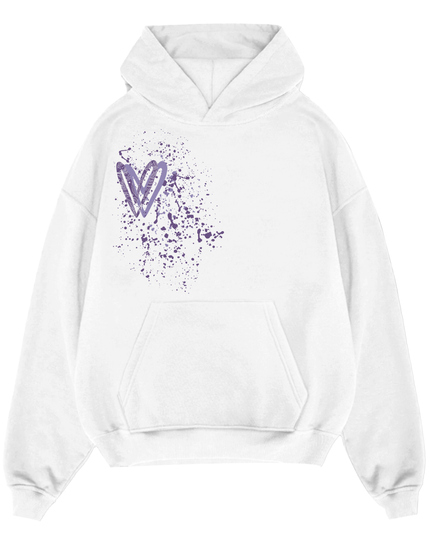 Lilac Paisley Heart Printed Hoodie Adults