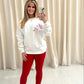 Pink & Red Candy Cane Heart Graffiti Sweatshirt Legging Set White