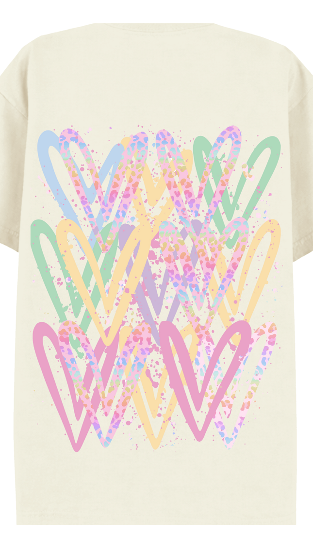 Pastel Leopard Print Heart Printed T-shirt – image 9