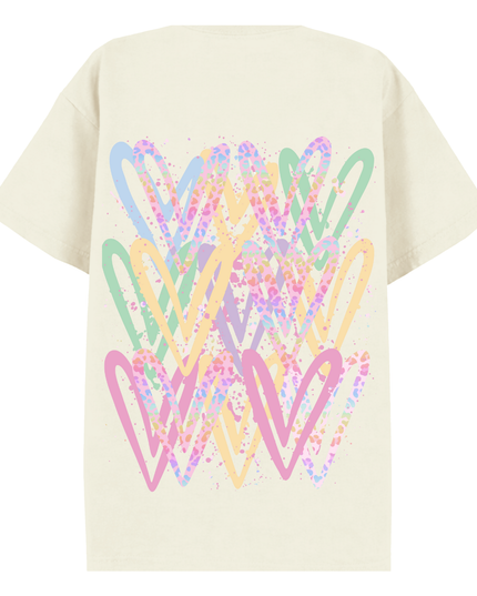 Pastel Leopard Print Heart Printed T-shirt Adult