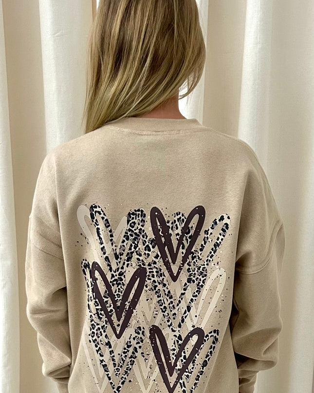 Leopard Print Heart Printed Sweatshirt Adults