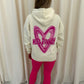 Miss Runway Pink Heart Graffiti Hoodie And Legging Set Cream