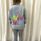 Multicoloured Leopard Print Graffiti Sweatshirt Legging Set Grey