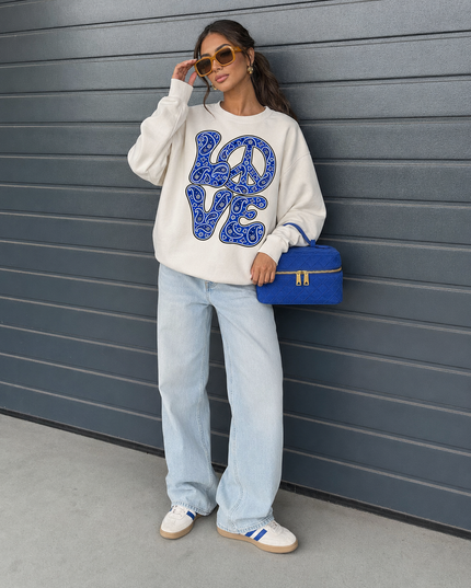 Paisley Love Royal Blue Sweatshirt – adult printed sweatshirt by Miss Runway