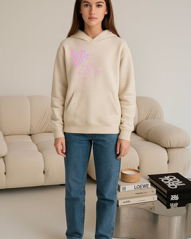 Pastel Heart Printed Hoodie