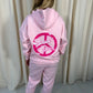 Miss Runway Peace & Love Oversized Hooded Tracksuit Pink