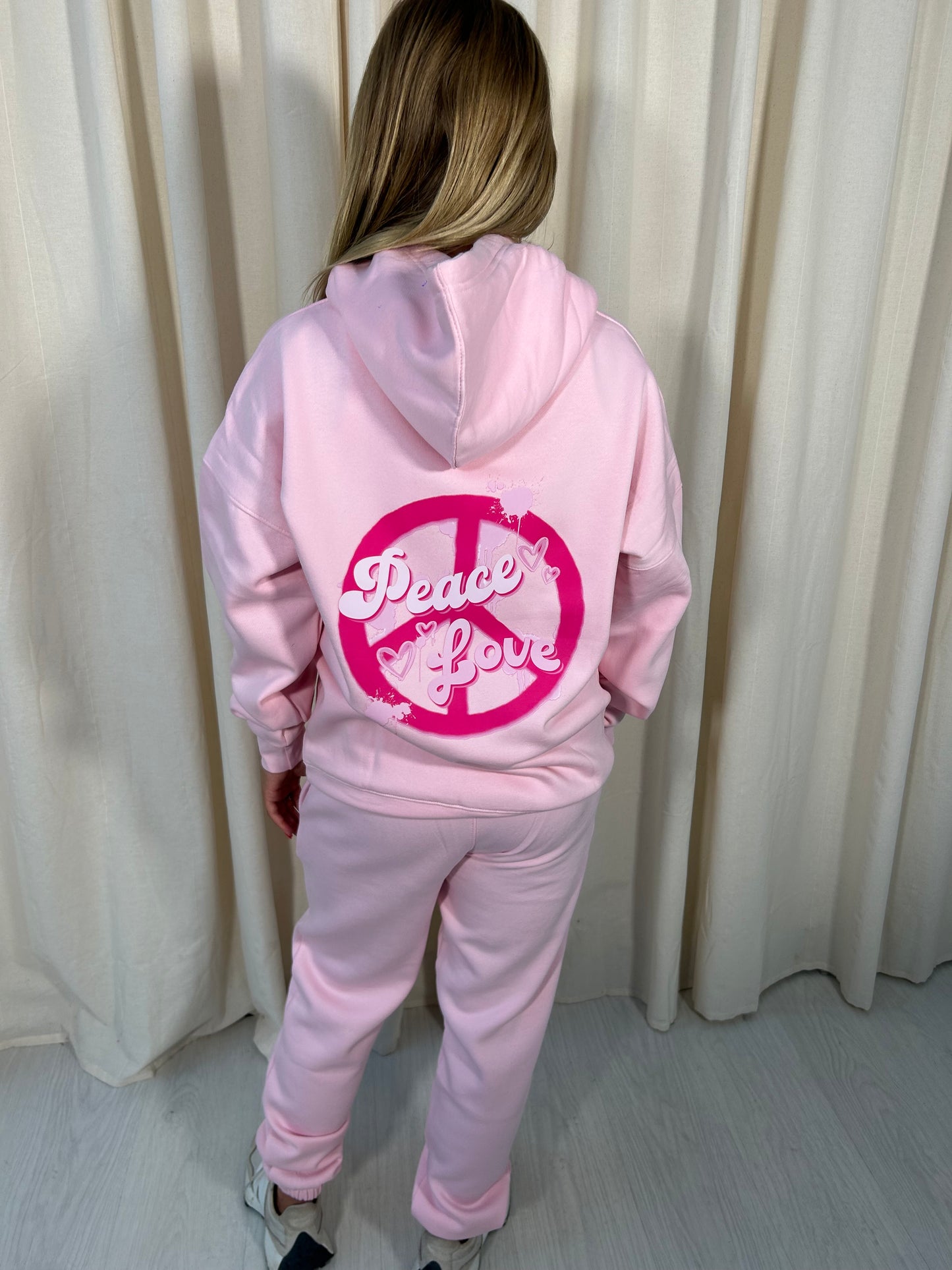 Miss Runway Peace & Love Oversized Hooded Tracksuit Pink