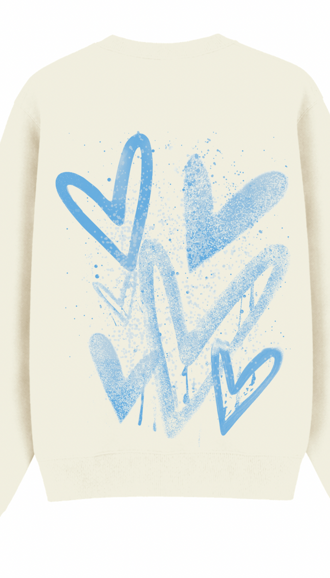 Blue Scatter Heart Printed Sweatshirt – image 5