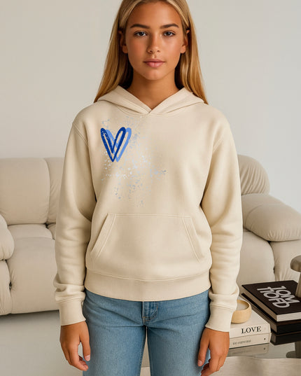 Royal Blue/Silver Heart Printed Hoodie