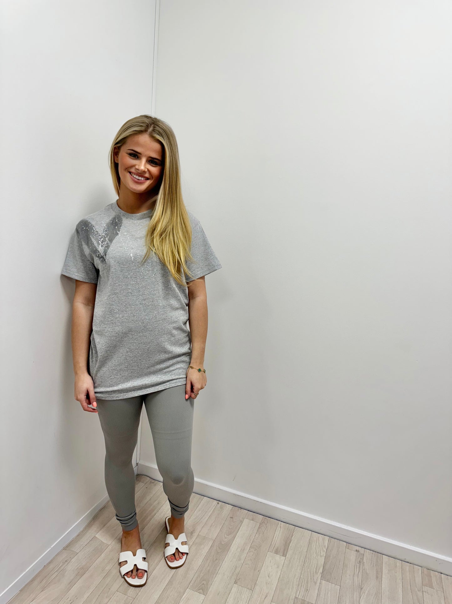 Grey Heart Grey T-Shirt And Legging Set