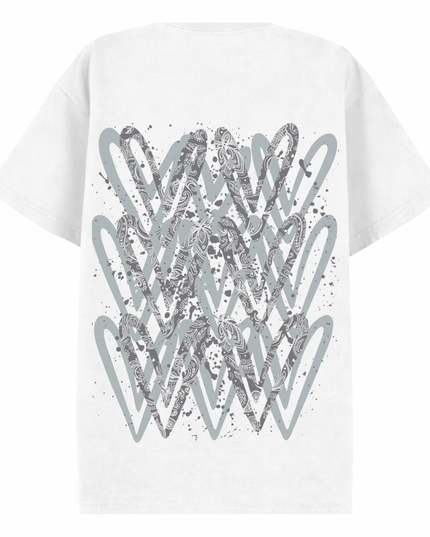 Grey Paisley Heart Printed T-shirt Adult