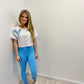 Blue Heart Cropped T-Shirt And Legging Set