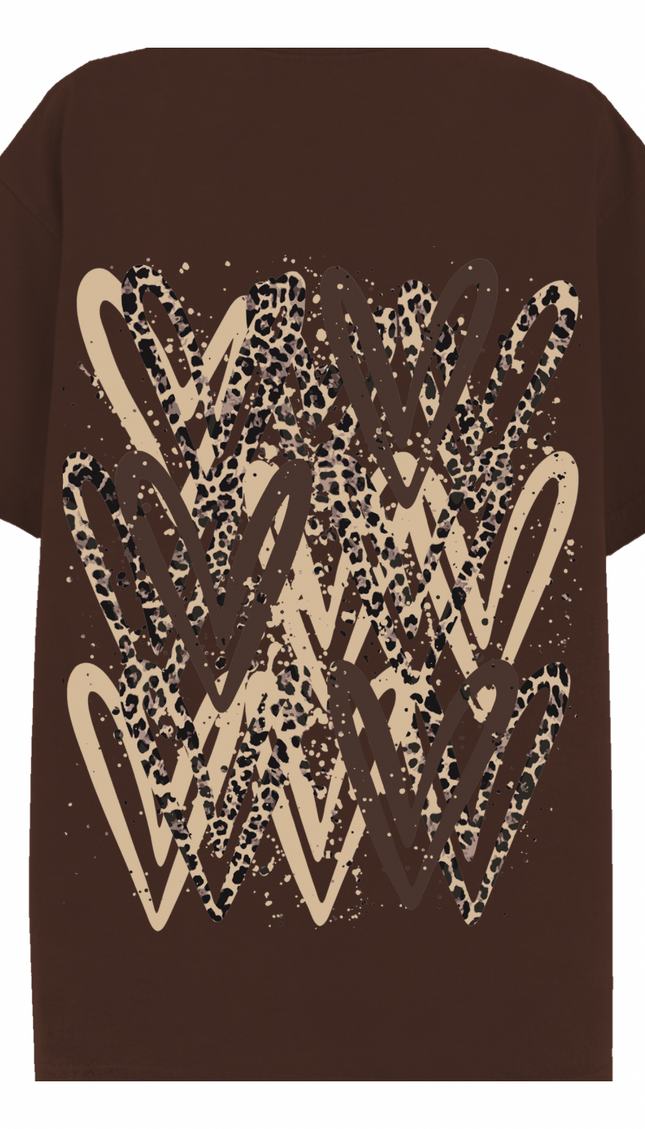 Leopard Print Heart Printed T-shirt – image 7