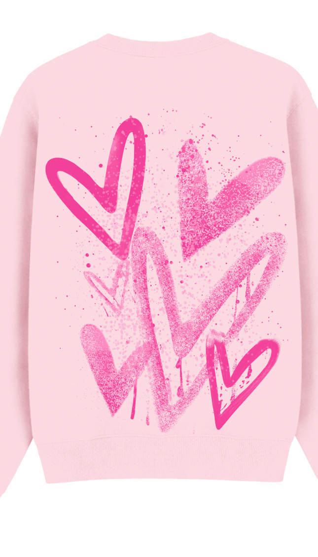 Hot Pink Scatter graffiti heart sweatshirt with spray paint effect print – women's sweatshirt by Miss Runway