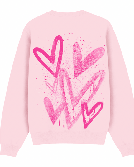 Hot Pink Scatter Heart Printed Sweatshirt Adults