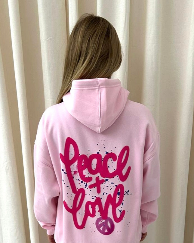 Peace & Love Graffiti Hoodie Pink