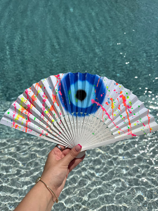 Neon Splash/Evil Eye Paper Fan