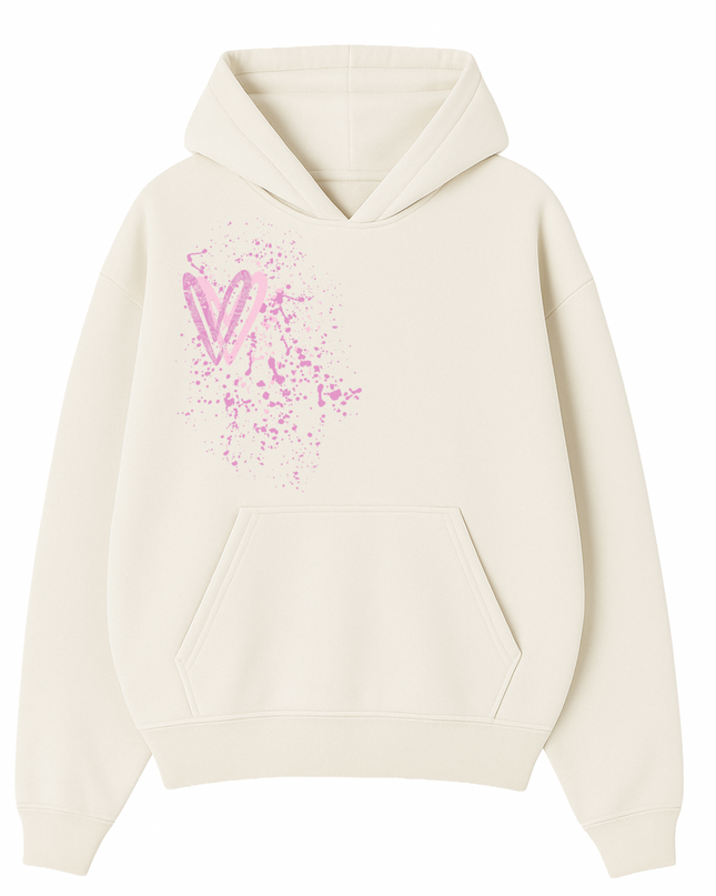 Pink Paisley Heart Printed  Hoodie Kids