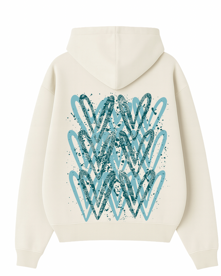 Teal Paisley Heart Printed  Hoodie Kids